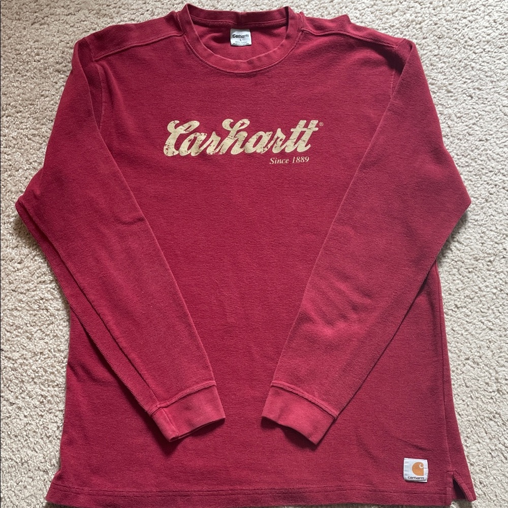 Vintage Carhartt Thermal Waffle Knit Long Sleeve T-Shirt 100% Cotton